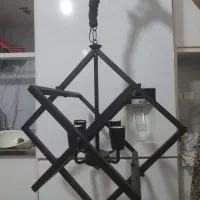 لوستر فلزی مشکی ۴ شعله