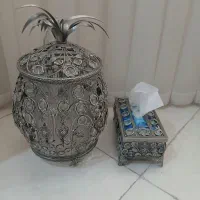 سطل زباله و جا دستمالی آلومینیوم با نگین