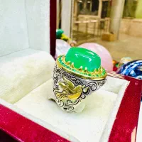انگشتر فاخر سنگ عقیق سبز رکاب اشک اصل معدنی خراسان|بدلیجات|تبریز, |دیوار