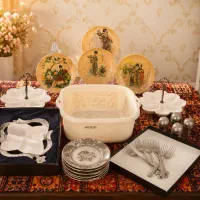 ملامین قدیمی،گل مرغی، ظروف گل پنبه ای(ورق بزنید)|کلکسیون اشیاء عتیقه|تهران, ازگل|دیوار