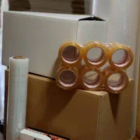 کارتن.پلاستیک ضربه گیر.حبابی.چسب 5 سانت.سلفون نه