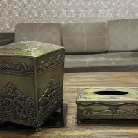 سطل و جا دستمالی برنجی کاملا نو سالم