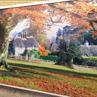 پرده کرکره و پرده طرح منظره پاییزی