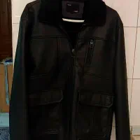 کت کاپشن چرم با آستر خزدار سایز ایکس لارج