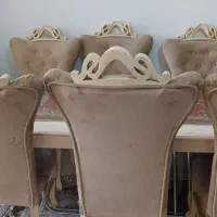 میز نهار خوری ۸نفره رنگ کرم مناسب باغ و خونه