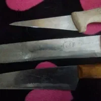 سه عدد چاقوی سلاخی وآباژور و سرویس چاقو