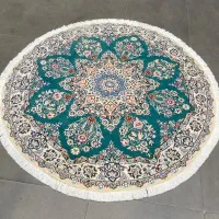 فرش دستباف ( بساک )دایره ۱/۵ در ۱/۵ نایین اصفهان|فرش|مشکین‌دشت, |دیوار