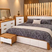 سرویس خواب دو نفره روکش طبیعی چوب مدل یاس