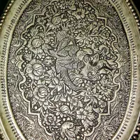 سینی مسی نخودی قاجارباقلم فوق زیبای پهلوی و2ظرف مس|کلکسیون اشیاء عتیقه|زنجان, |دیوار