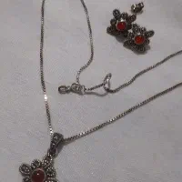 نیم ست و پلاک زنجیر فیروزهدستبند  نقره
