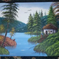 تابلو رنگ روغن کار دستی منظوره طبیعت