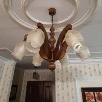 لوستر چوبی ۶شاخه یه جفت همراه دیوار کوب شرکتی سالم