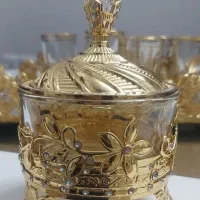 ست چایخوری فلزی طلایی|ظروف سرو و پذیرایی|قم, پامنار|دیوار