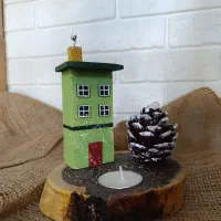 جای شمع وارمر بهمراه خانه رنگی و کاج|صنایع دستی و سایر لوازم تزئینی|بندر انزلی, استادیوم|دیوار