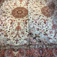 فرش دستباف جفت ۹ متری کاشمر گلابریشم درحدنودستبافت