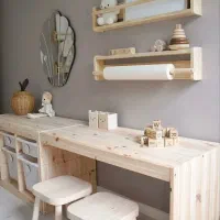 طبقات چوبی و بوفه شلفای چوبی|کتابخانه، شلف، قفسه‌های دیواری|اهواز, کمپلو شمالی|دیوار