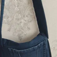 کیف جین با گلدوزی دست دوز