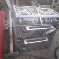 گاز اجاق گاز ۵شعله طرح فر تعمیز درشیشه ای دو طبقه