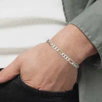 دست بند نقره فیگارو اصل ایتالیا حک شده
