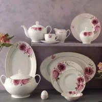 سرویس غذاخوری چینی زرین طرح رزفلاور