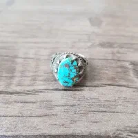 انگشتره نقره با سنگ فیروزه