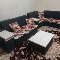 مبل راحتی ال شکل تمیز و شیک ۷ نفره  + میز عسلی