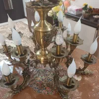 یک عدد لوستر ۶شاخه ۱۲ شعله برنز اصل سالم