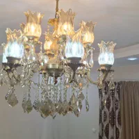 لوستر ۱۲ شعله برنزی|لوستر و چراغ آویز|کرج, شهرک جهان‌نما|دیوار