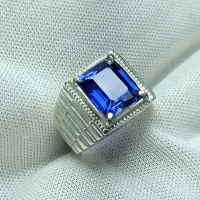 انگشتر نقره برند رولکس یاقوت کبود طبیعی رویال بلو