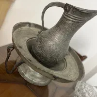 عتیقه گل سرخی سماور پارچ مسی لگن منقل