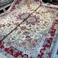 فرش دستباف جفت ۶ متری کرم طرح تبریز دستبافت