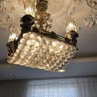 لوستر برنجی اصلی سیاه قلم  ۸شاخه خیلی سنگین|لوستر و چراغ آویز|مشهد, حجاب (شهرک غرب)|دیوار