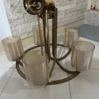 لوستر پنج شاخه رنگ طلایی برنز