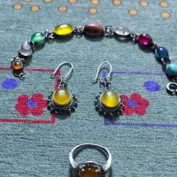 نیم ست نقره قدیمی باسنگهای اصل عقیق، شرف شمس و..|جواهرات|قم, آذر (نکویی)|دیوار