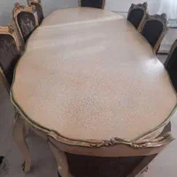 مبلمان نهارخوری ۸نفره چوب گردو روس پارچه ترک|میز و صندلی غذاخوری|تهران, آبشار|دیوار