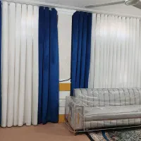 نوع پرده مخمل درج یک رنگ آبی تیره|پرده، رانر، رومیزی|بندر امام خمینی, |دیوار