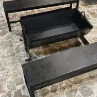 منقل هیزمی با دو عدد نیمکت فلزی