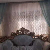 پرده حریر  خامه دوزی شده و والان
