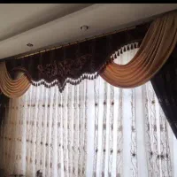 پرده سلطنتی کتیبه دار و مروارید دوزی شده کار دست