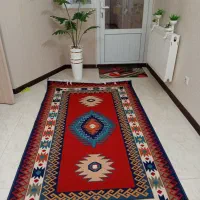 گلیم طرح گل پامچال|گلیم، جاجیم، گبه|شیراز, تندگویان|دیوار