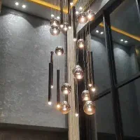 لوستر مدرن بلند طرح حباب و مدادی
