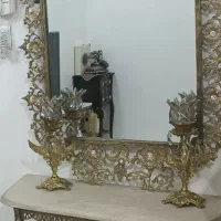 آینه کنسول وشمعدان برنزی