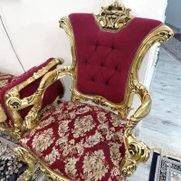 مبلمان 9 نفره منبت استیل سلطنتی ورق طلا