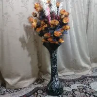 گلدان شیشه ای همراه باگل