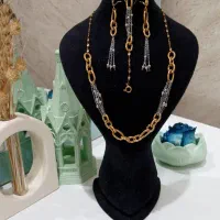 گردنبند نیم ست پاپیون بنگل دم وال حروف شمل کارتیر