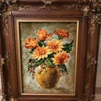 تابلو دست بافت گل و‌گلدان