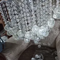 لوستر شش  (۶ لامپ) بزرگ کریستال استیل|لوستر و چراغ آویز|اصفهان, جامی|دیوار