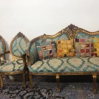 مبلمان استیل ۹نفره با دو عسلی و یک میز وسط