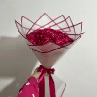 دسته گل رز روبانی