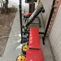 میز هالتر و وزنه و دمبل